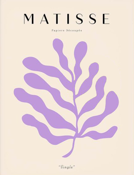 Posterontwerp met een enkele vorm geïnspireerd door Henri Matisse's cut-outs