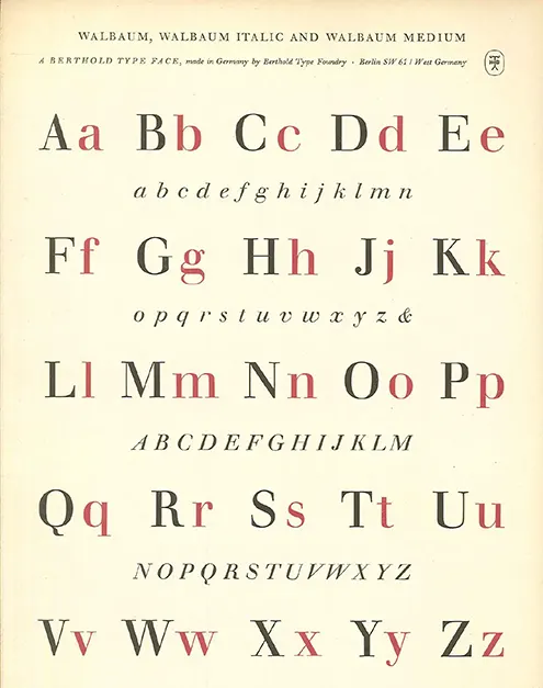 Voorbeeld van het Walbaum-lettertype